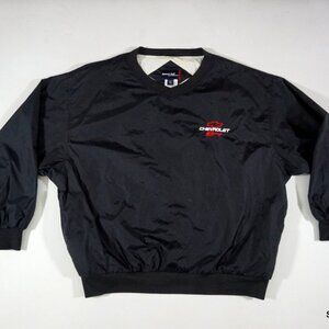 Vintage Chevrolet Racing Windbreaker Pullover Jacket Men's SZ 2XL Black Red